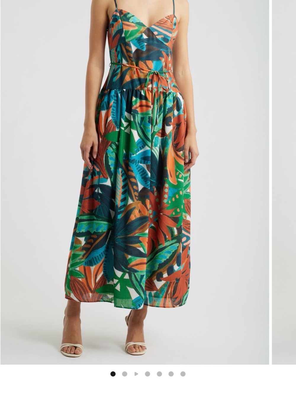julia jordan Tropical Leaf Print Maxi Dress - Green, Orange, Blue